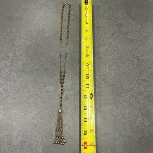 Gold with brown beads Necklace with Tassel